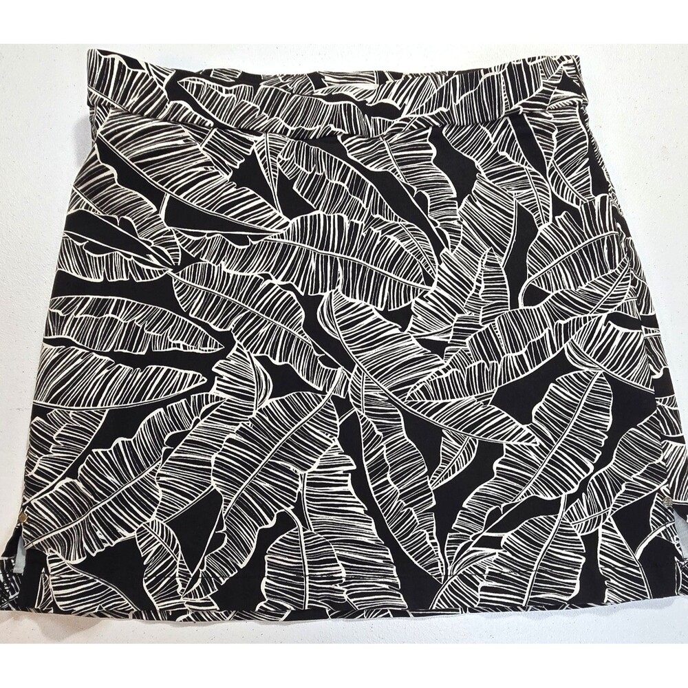 Rafaella Womens Small Black/Palm Trees Athletic Leisure Skort Casual Stretch
